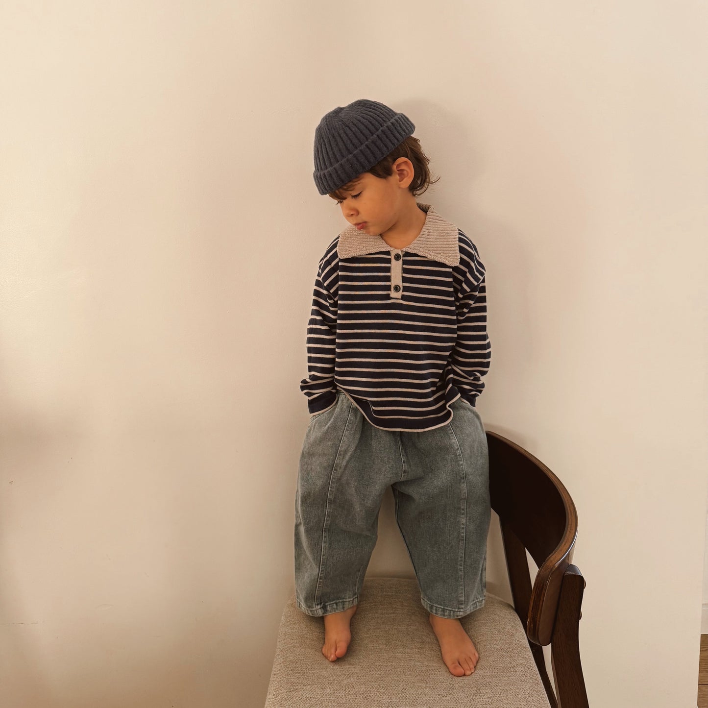 Pull polo col velours