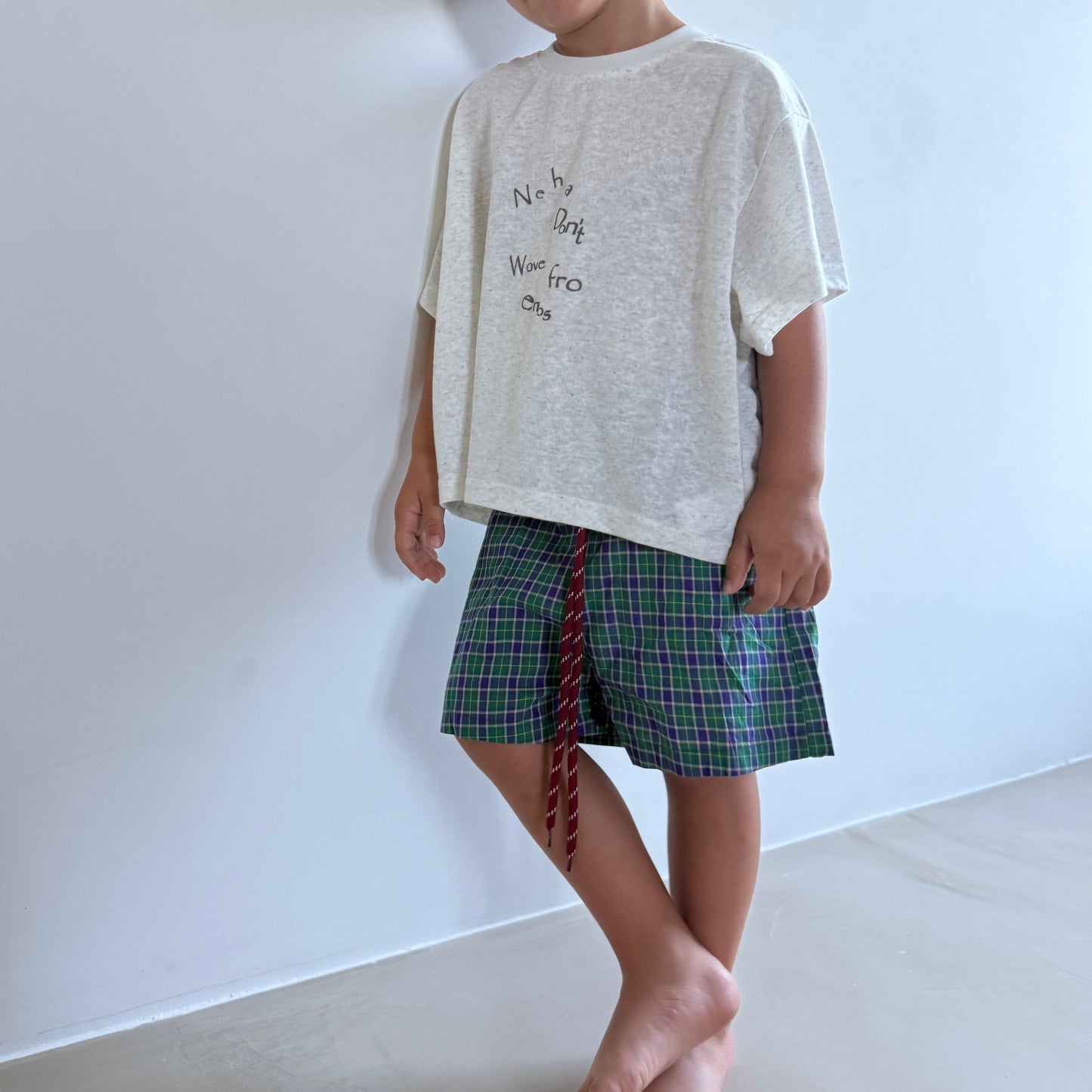 Short vichy vert/violet