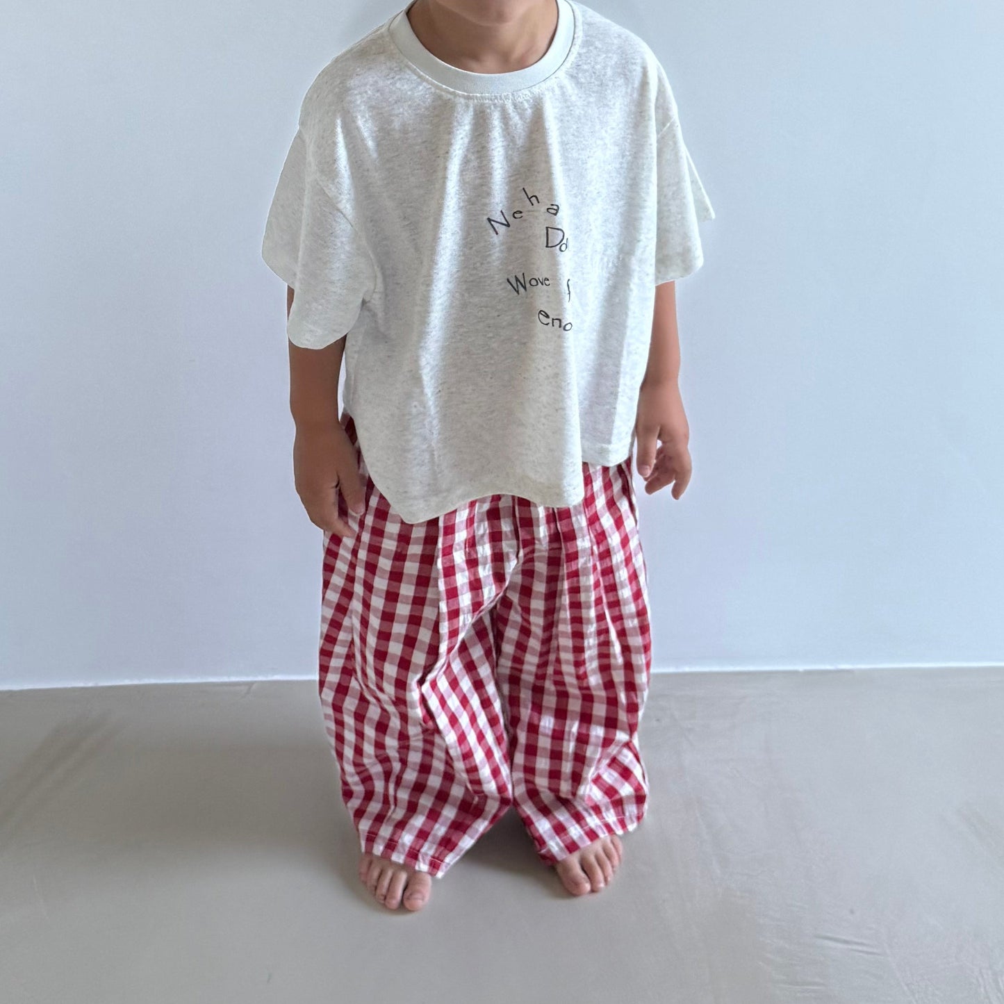 Pantalon loose à carreaux rouge