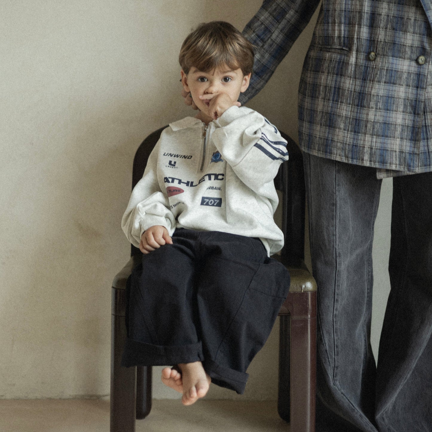 Zip-up writing sweater