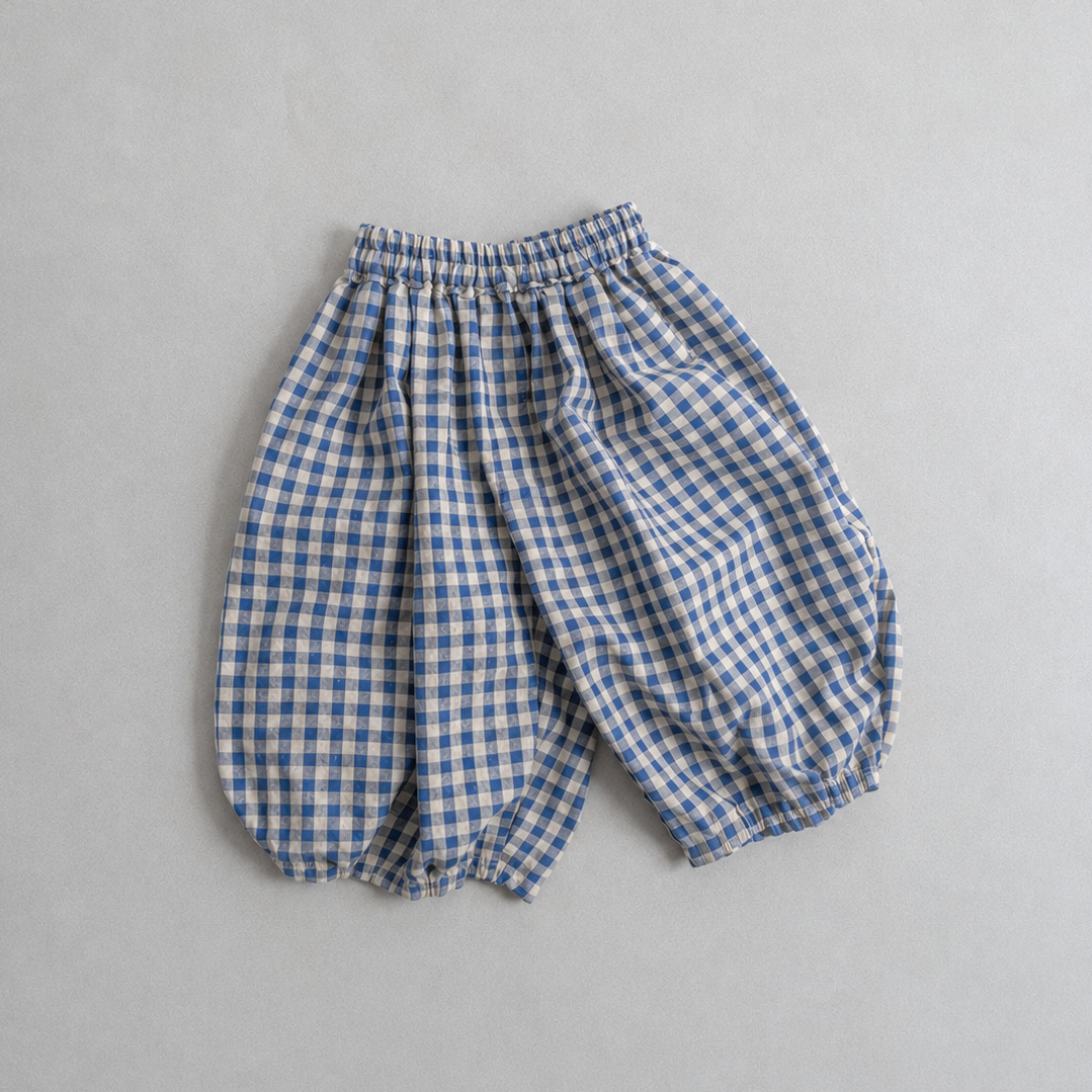 Pre order pantalon à carreaux bleus