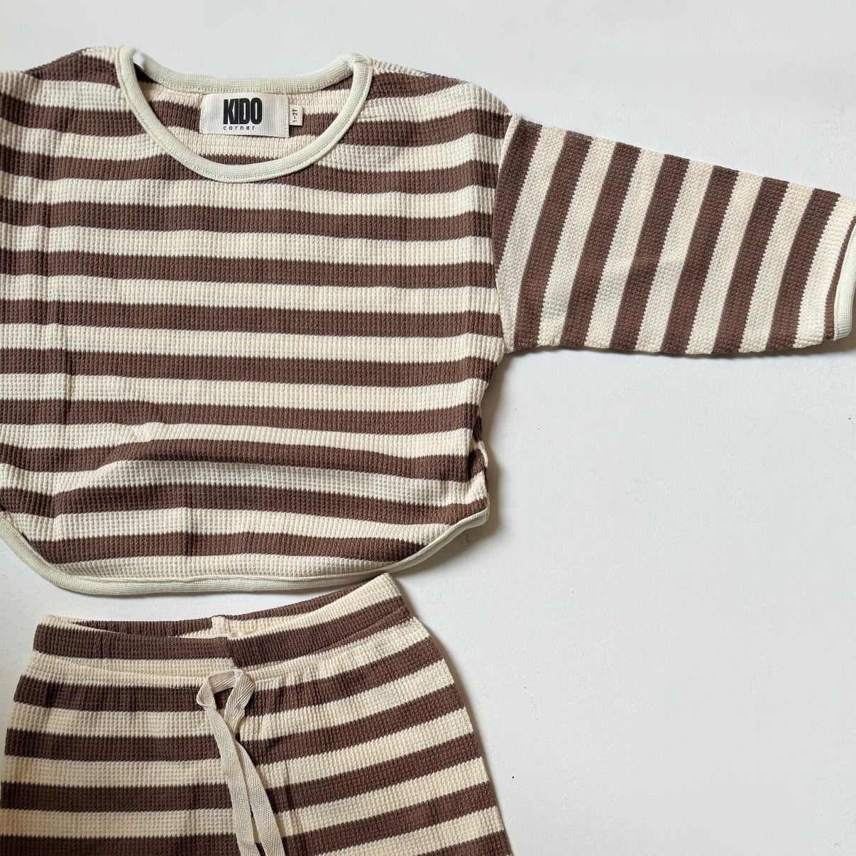 Ensemble à rayures café/beige