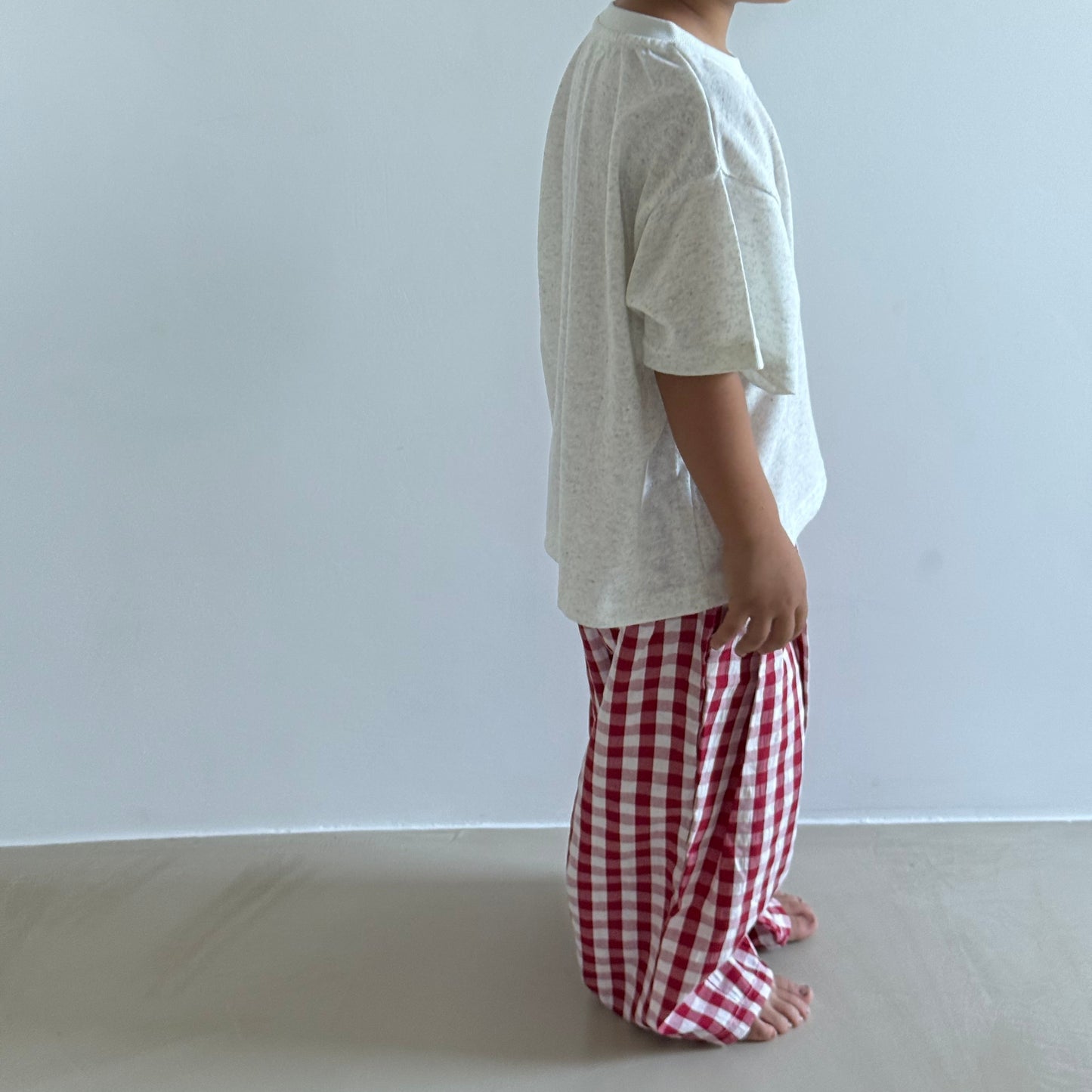 Pantalon loose à carreaux rouge
