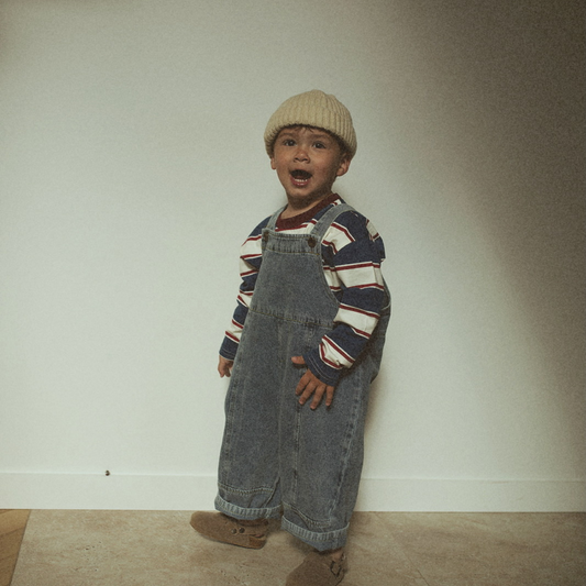 Oversized denim overalls