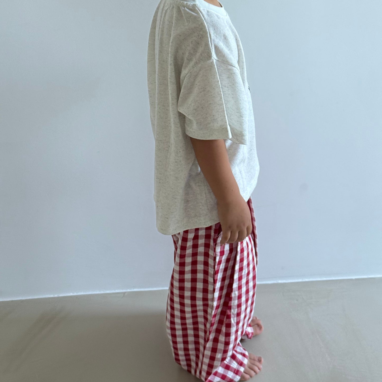 Pantalon loose à carreaux rouge