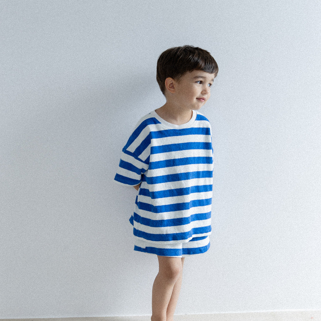 Ensemble rayures bleu/blanc oversize