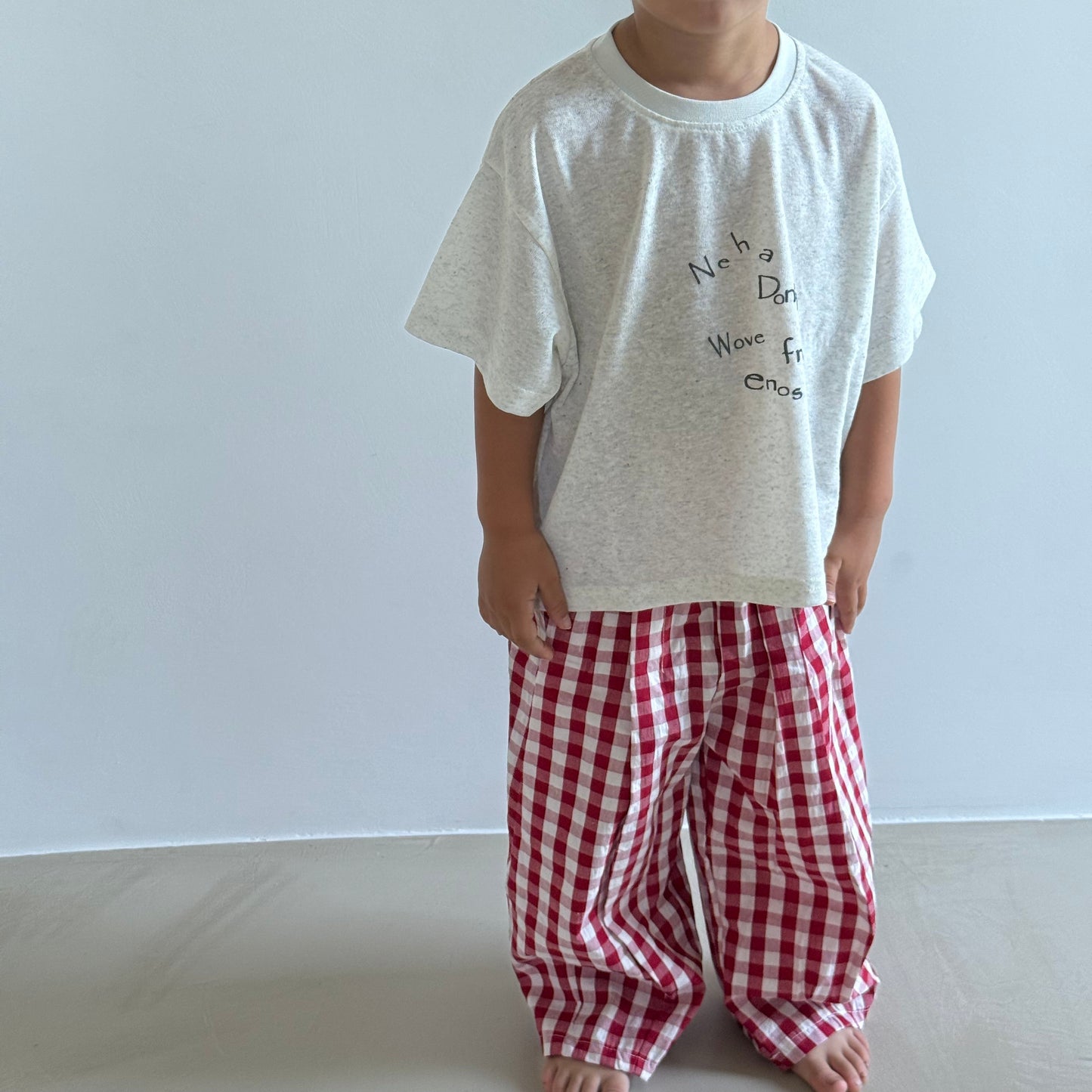 Pantalon loose à carreaux rouge
