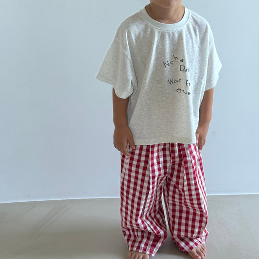 Pantalon loose à carreaux rouge