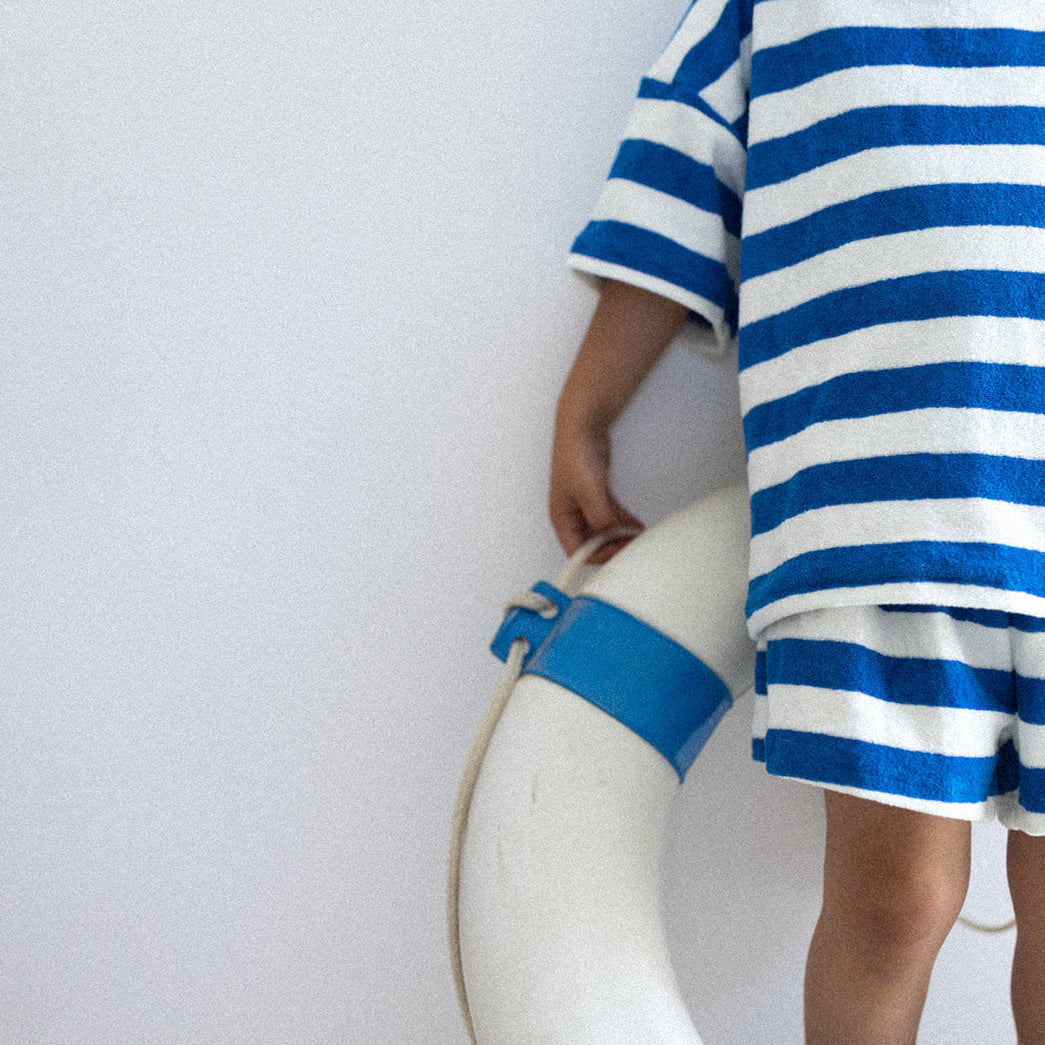 Ensemble rayures bleu/blanc oversize