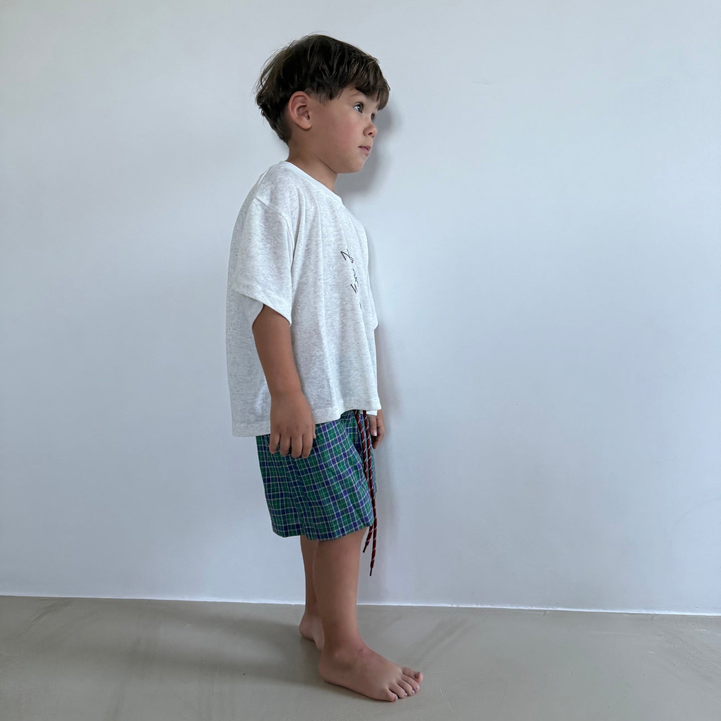 Short vichy vert/violet