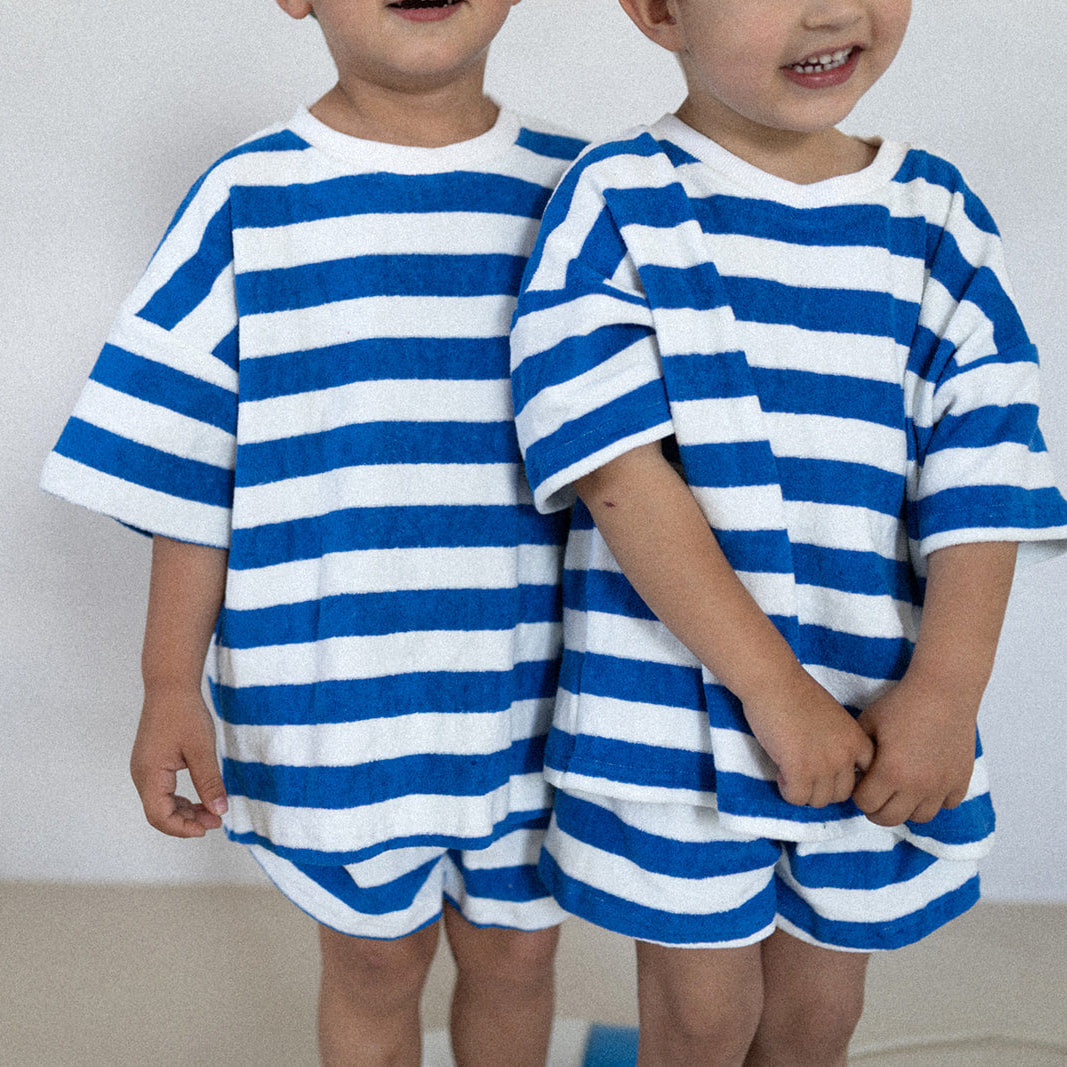 Ensemble rayures bleu/blanc oversize