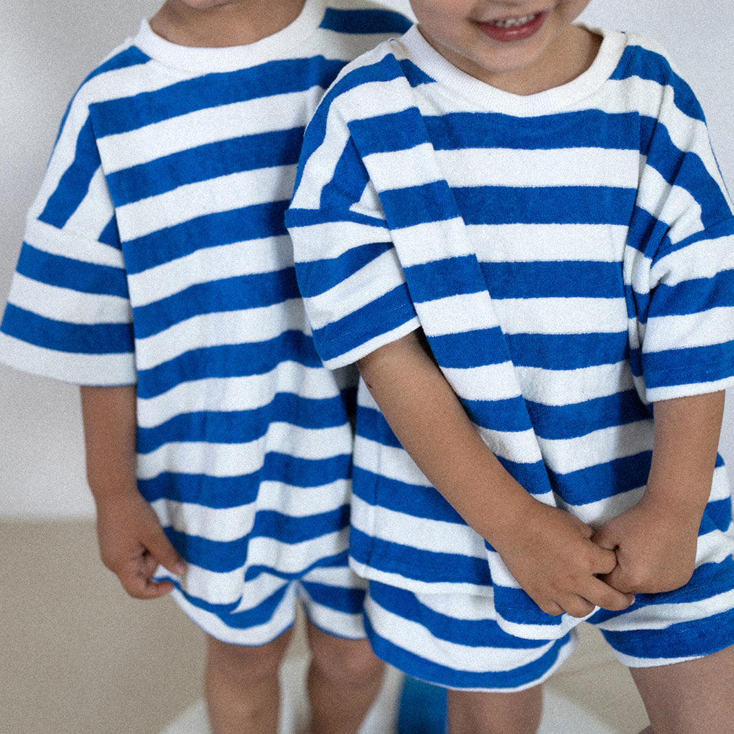Ensemble rayures bleu/blanc oversize