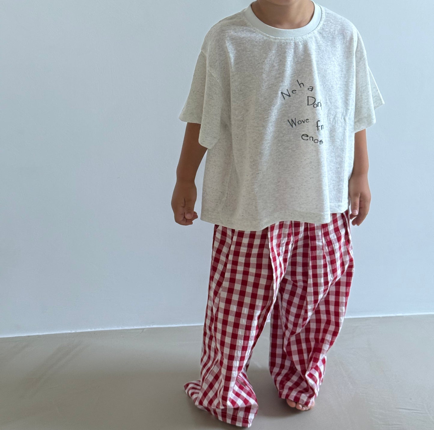 Pantalon loose à carreaux rouge