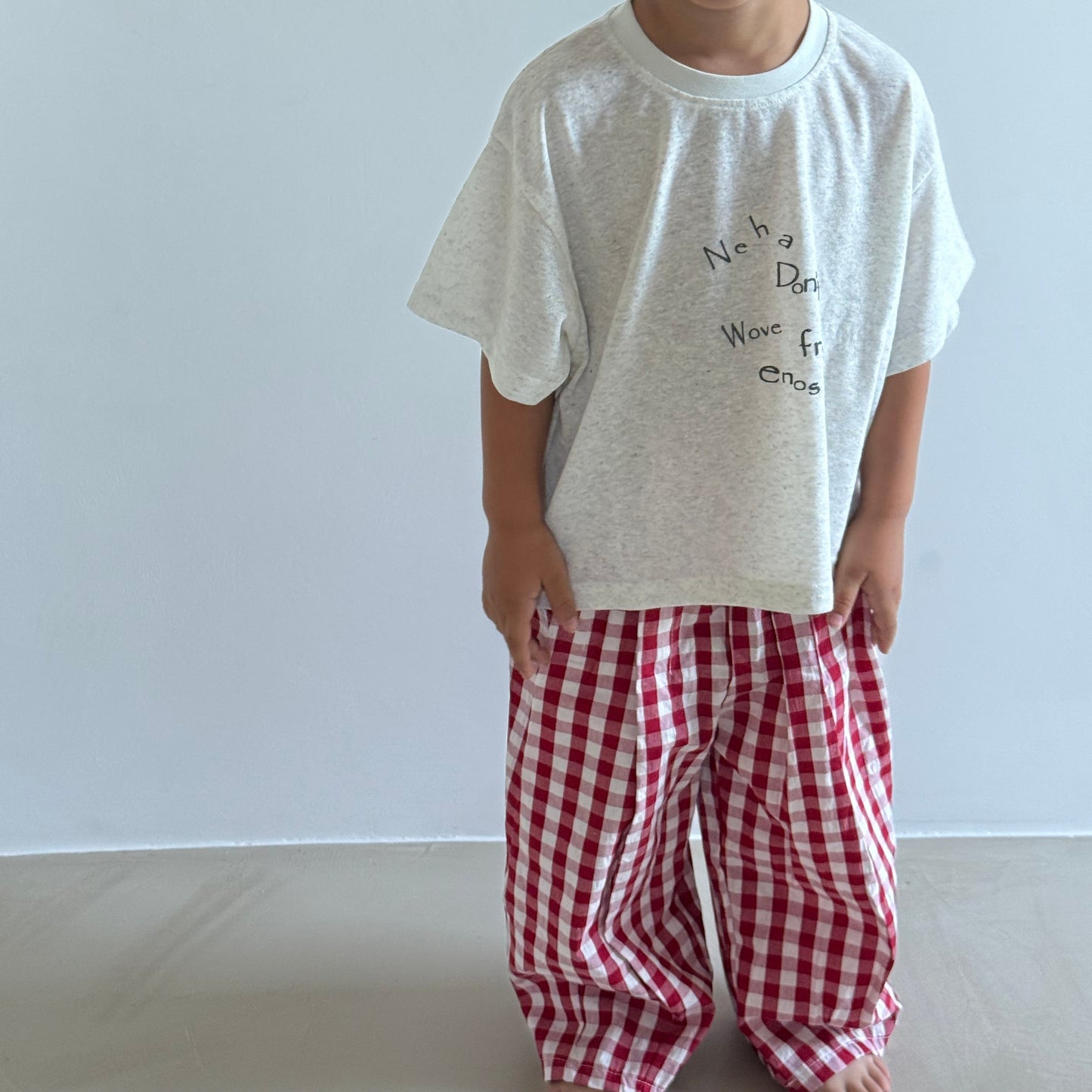Pantalon loose à carreaux rouge