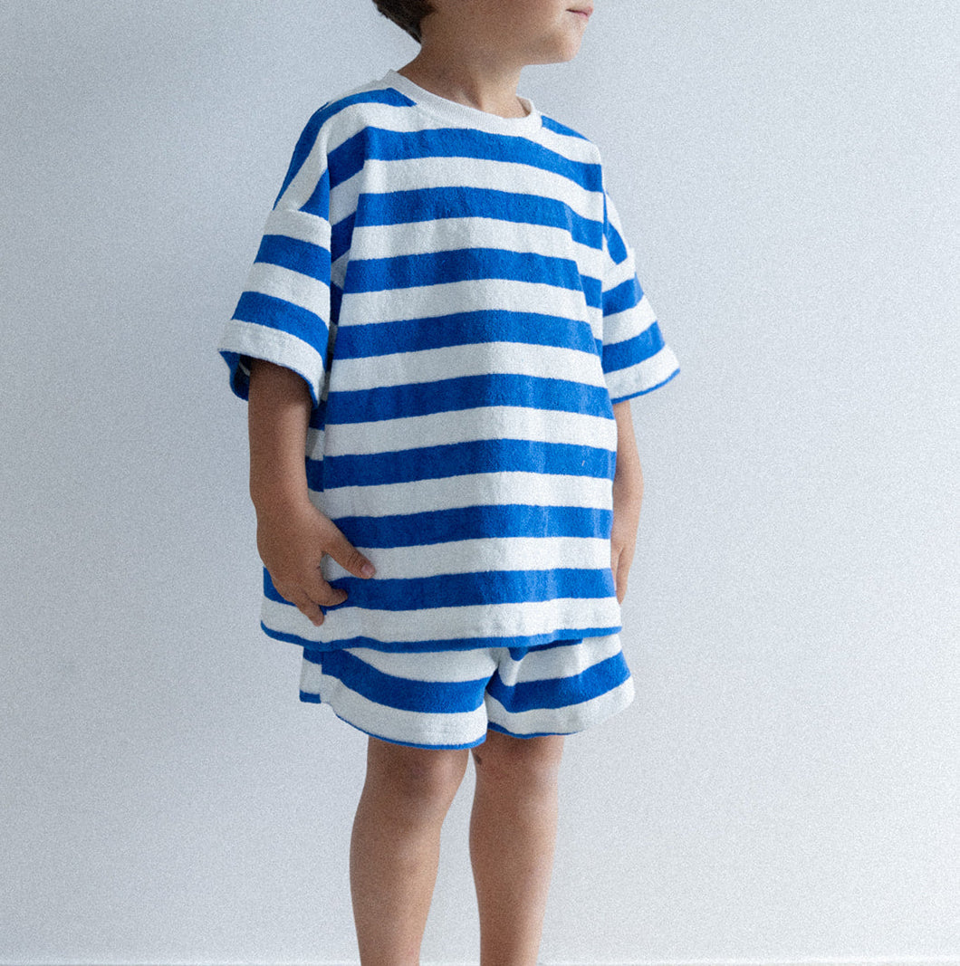 Ensemble rayures bleu/blanc oversize