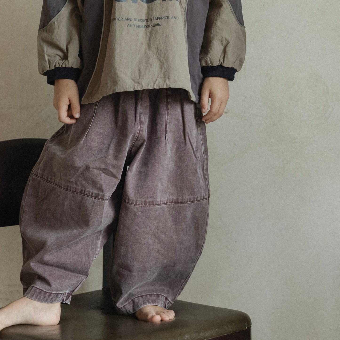 Pantalon ballon mauve délavé