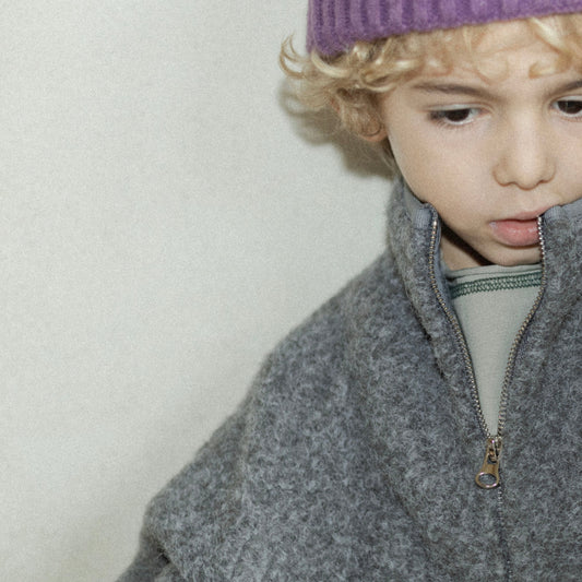 Manteau bouclette gris chiné