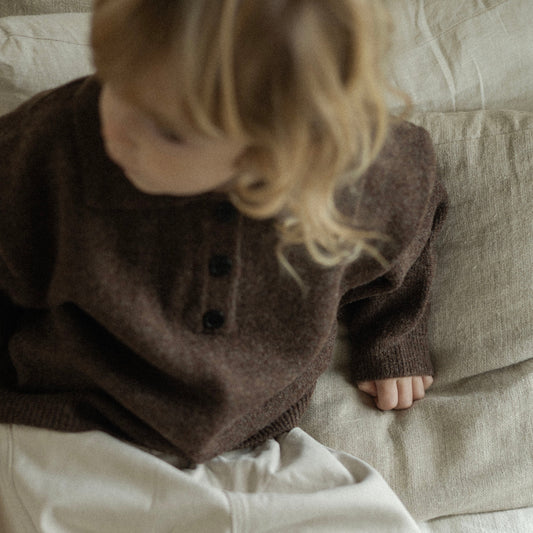 Pull polo col boutonné marron chaud