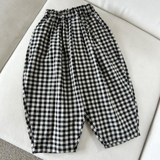 Pantalon plaid noir et blanc