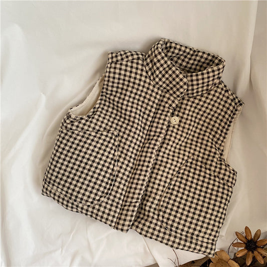 Veste sans manche à carreaux