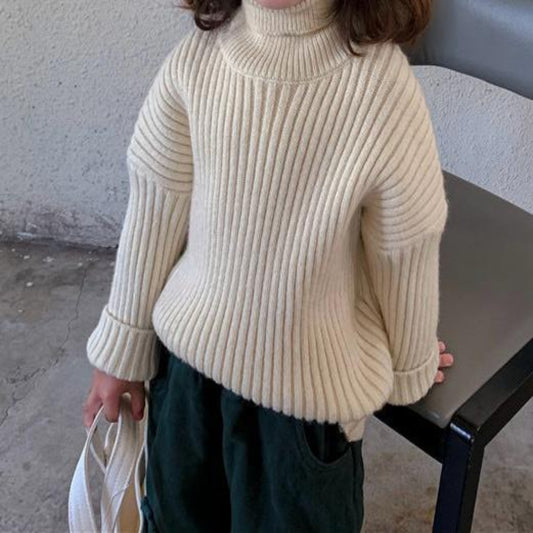 Pull col roulé beige