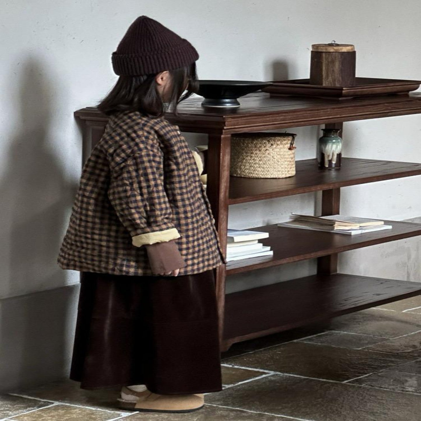 Veste à carreaux Japandi