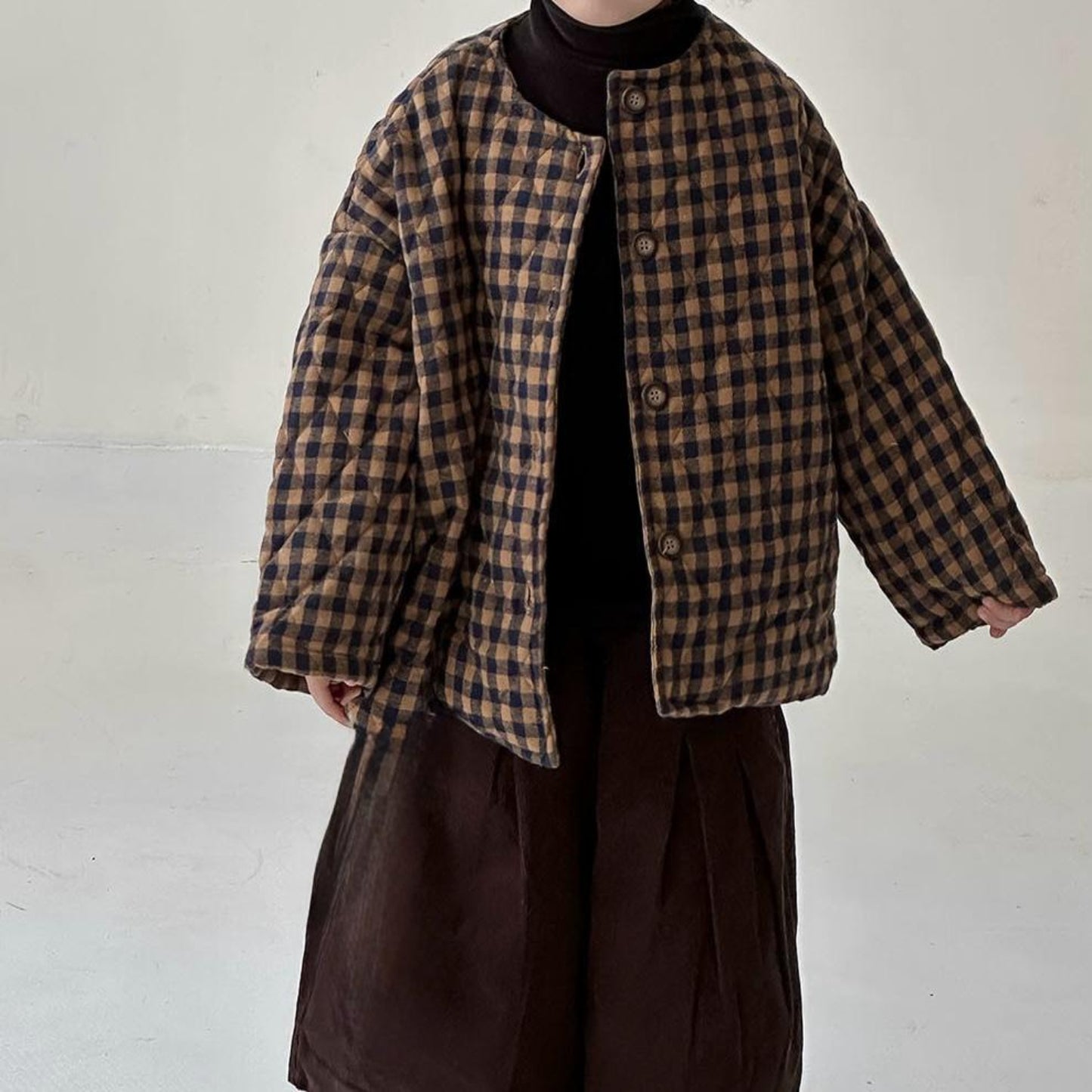 Veste à carreaux Japandi